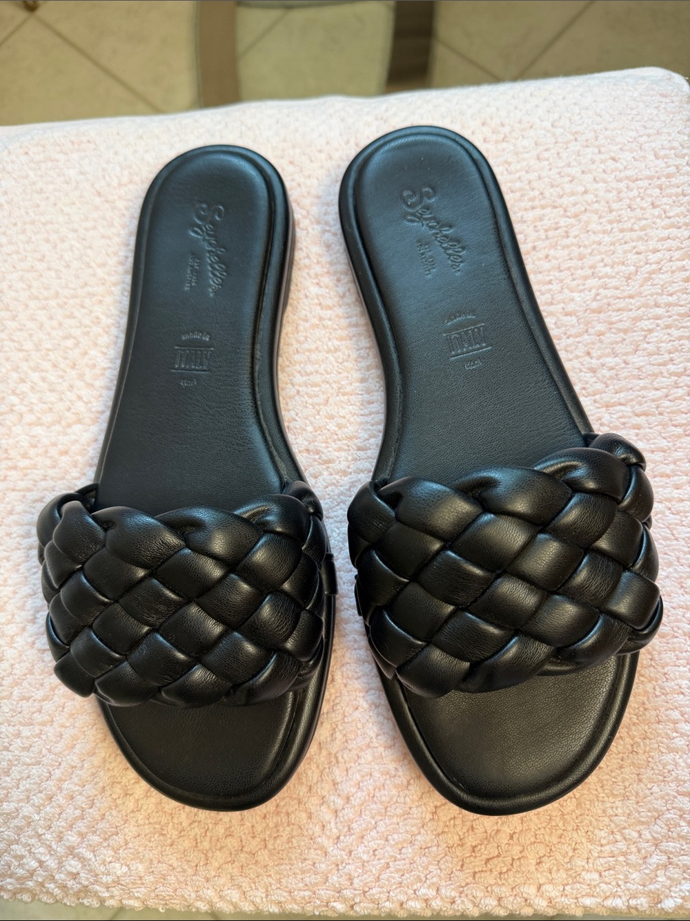 Seychelles Black Braided Slide Mules